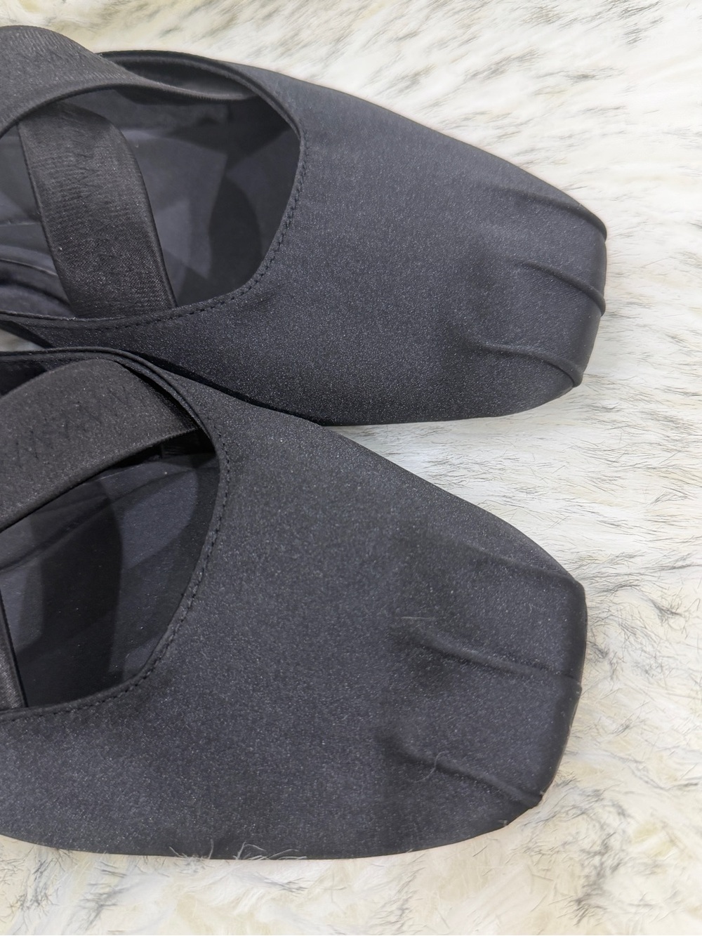 Zara Black Satin Crisscross Square-Toe Flats - Picture 2 of 4